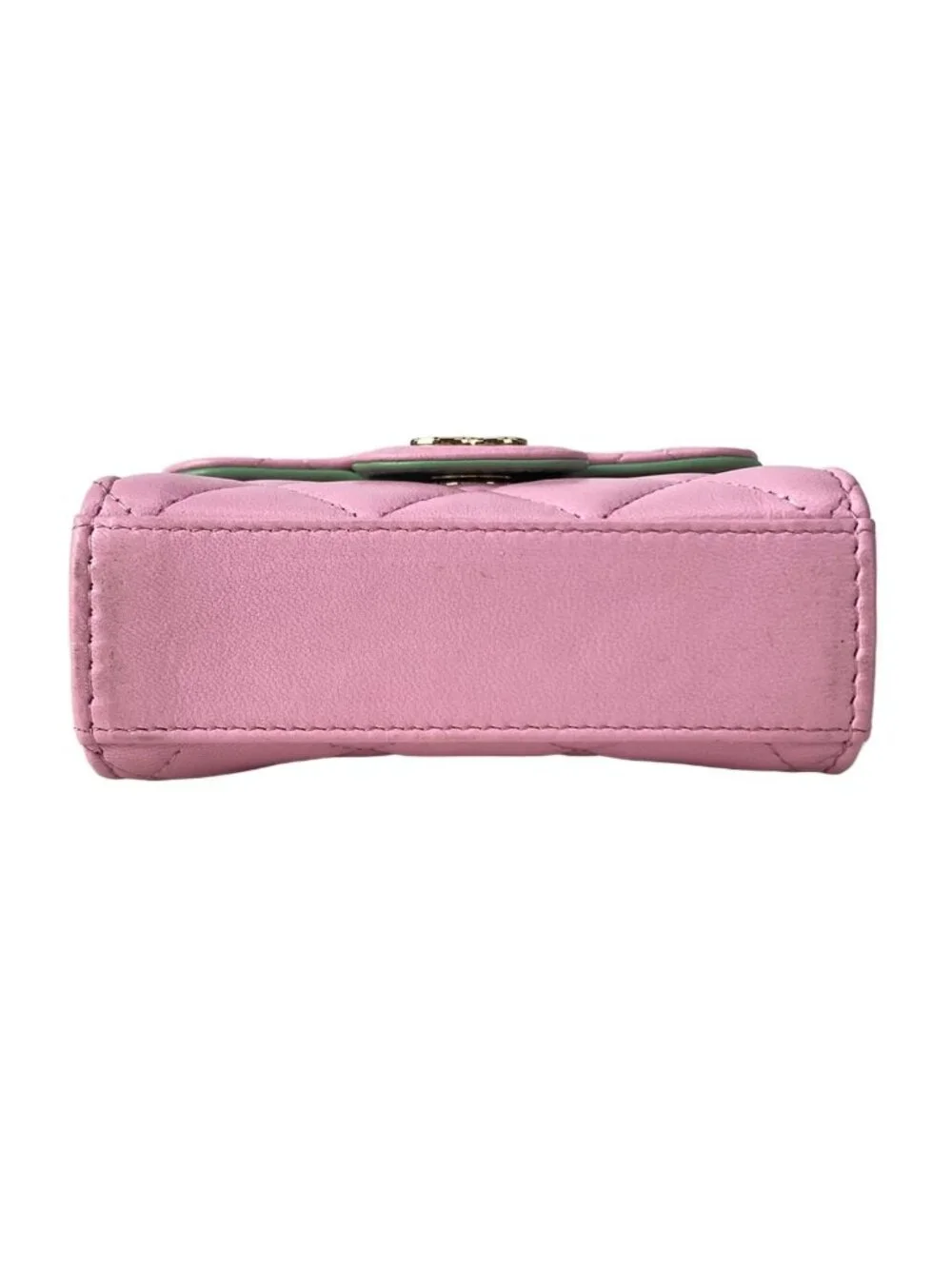Chanel Shoulder Bag Quilted Chain Clutch Pink Light Green Lambskin